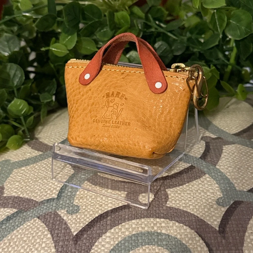 Tan Leather Women's Bag Keychain